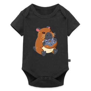 Capybara au beignet - Body à manches courtes Premium Bébé - noir - Devant