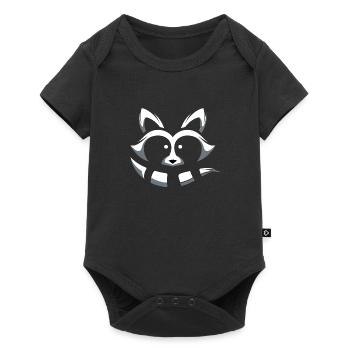 Waschbär im Minimalism-Design - Baby Premium Kurzarmbody - Schwarz - Vorne