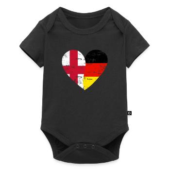 Angleterre Allemagne drapeau coeur - Body à manches courtes Premium Bébé - noir - Devant
