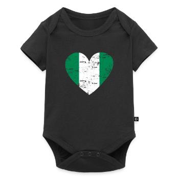 Nigeria Flag Heart - Baby Premium short-sleeve bodysuit - black - Front