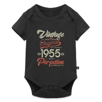 1955 vintage birthday Born 1955 - Baby Premium short-sleeve bodysuit - black - Front