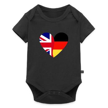 Flaggenherz Britain Germany Flag - Baby Premium Kurzarmbody - Schwarz - Vorne