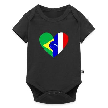 Drapeau Coeur Brésil France Drapeau - Body à manches courtes Premium Bébé - noir - Devant