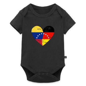 Flag Heart Venezuela Germany Flag - Baby Premium short-sleeve bodysuit - black - Front
