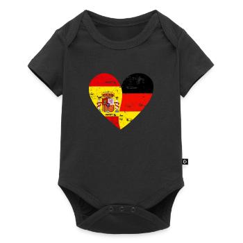 Drapeau Cœur Espagne Allemagne Drapeau - Body à manches courtes Premium Bébé - noir - Devant