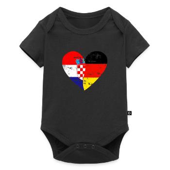 Drapeau coeur Croatie Allemagne Drapeau - Body à manches courtes Premium Bébé - noir - Devant