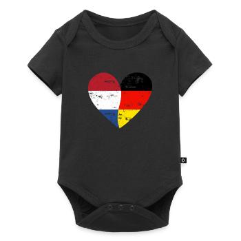 Flag Heart Pays-Bas Allemagne Drapeau - Body à manches courtes Premium Bébé - noir - Devant