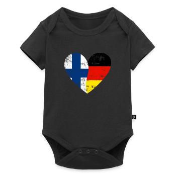 Flag Heart Finland Germany Flag - Baby Premium short-sleeve bodysuit - black - Front
