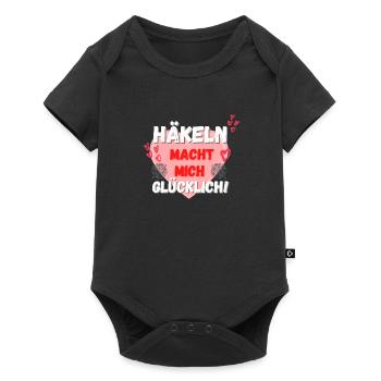Häkeln macht mich glücklich! rosa Herz rot Herzen - Baby Premium Kurzarmbody - Schwarz - Vorne