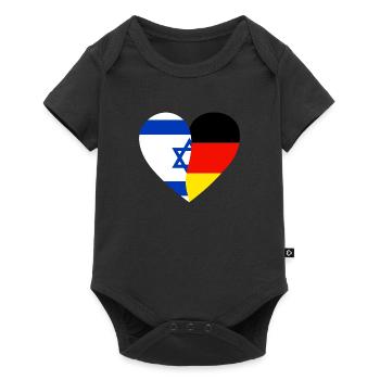 Israel Germany Flag Heart - Baby Premium short-sleeve bodysuit - black - Front