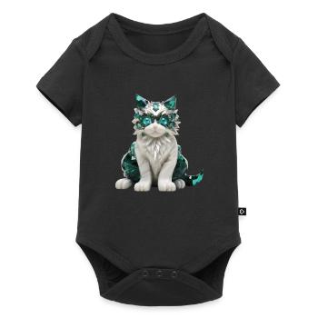 Geburtsstein-Katze Mai - Baby Premium Kurzarmbody - Schwarz - Vorne
