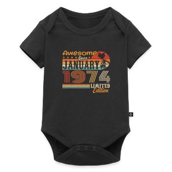Cadeau d’anniversaire - né en janvier 1974 - Body à manches courtes Premium Bébé - noir - Devant