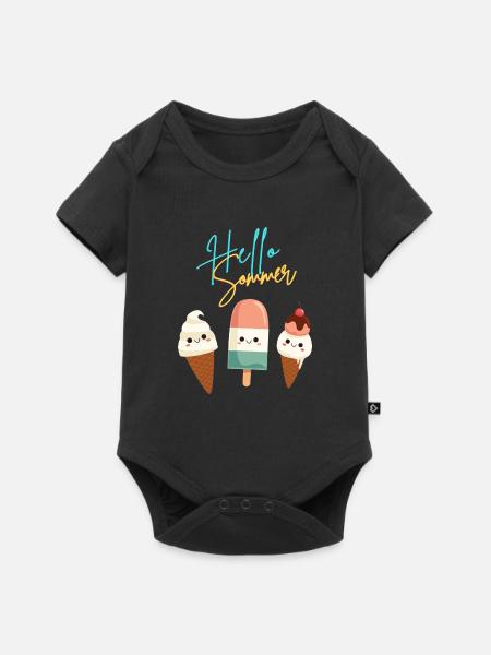 Hello Sommer - Baby Premium Kurzarmbody - Schwarz