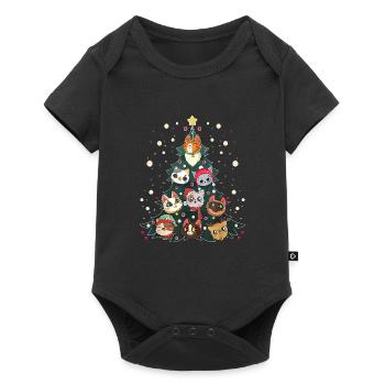 Merry Catmas Funny Cats Christmas Tree - Baby Premium short-sleeve bodysuit - black - Front