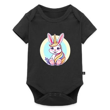 Einhornosterhase - Baby Premium Kurzarmbody - Schwarz - Vorne