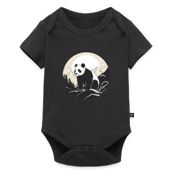 Panda vor Bergen in China - Baby Premium Kurzarmbody - Schwarz - Vorne