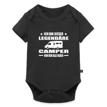 Camping - Baby Premium Kurzarmbody - Schwarz - Vorne