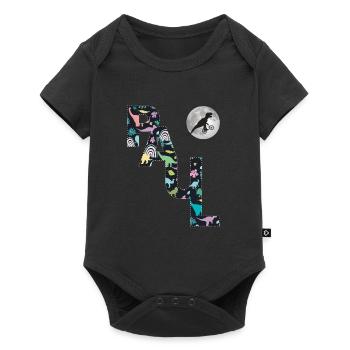 PAUL - Beautiful boy name with dinosaur - Baby Premium short-sleeve bodysuit - black - Front