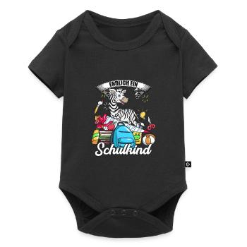Enfin un écolier inscription cadeau zèbre - Body à manches courtes Premium Bébé - noir - Devant