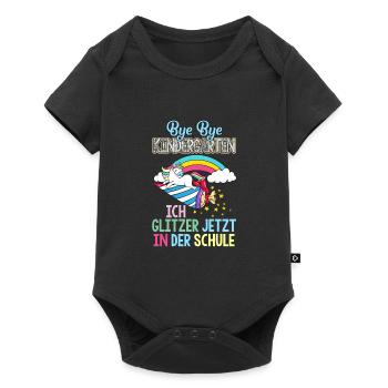 Einhorn 1. Klasse Einschulung Schulanfang Geschenk - Baby Premium Kurzarmbody - Schwarz - Vorne