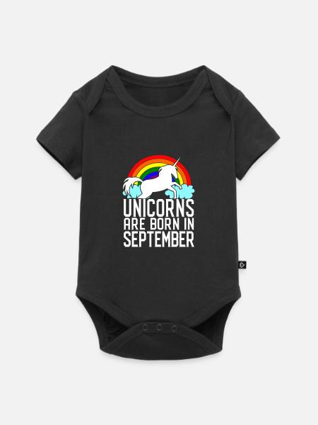 Einhorn shirt September Geburtstag Geschenk Tier - Baby Premium Kurzarmbody - Schwarz