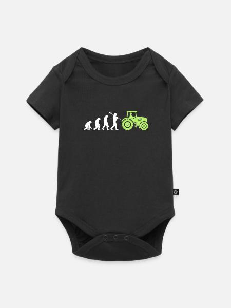 Evolution Farmer and Tractor - Baby Premium Kurzarmbody - Schwarz