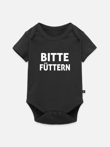 Bitte Füttern - Baby Premium Kurzarmbody - Schwarz