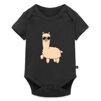 Alpaca with sunglasses - Baby Premium short-sleeve bodysuit - black - Front