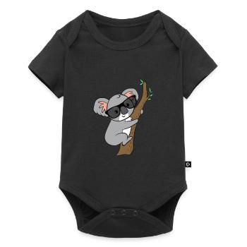 Koala mit Brille auf Baum - Baby Premium Kurzarmbody - Schwarz - Vorne