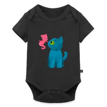 Cute Cat and Ghost - Baby Premium short-sleeve bodysuit - black - Front