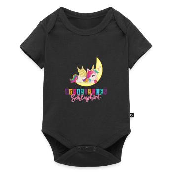 Offizielles Schlafshirt Kinder Einhorn Süß - Baby Premium Kurzarmbody - Schwarz - Vorne