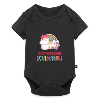 Einhorn Katze Offizielles Schlafshirt Morgenmuffel - Baby Premium Kurzarmbody - Schwarz - Vorne