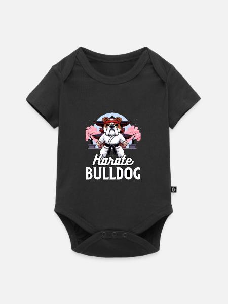 Karate Bulldogge - Baby Premium Kurzarmbody - Schwarz