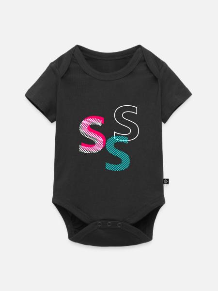 S Initial - Baby Premium Kurzarmbody - Schwarz