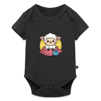 Kawaii sheep with cup and blanket - Baby Premium short-sleeve bodysuit - black - Front