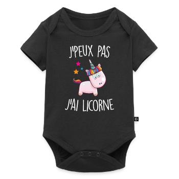 J'peux pas j'ai licorne - Body à manches courtes Premium Bébé - noir - Devant