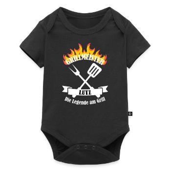 Grillmeister Lutz lustiger Spruch Vorname - Baby Premium Kurzarmbody - Schwarz - Vorne