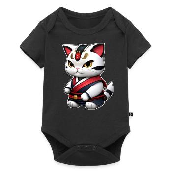 Mignon chat chanceux asiatique - Body à manches courtes Premium Bébé - noir - Devant