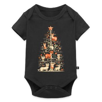 Katzen Tannenbaum Weihnachten Christbaum - Baby Premium Kurzarmbody - Schwarz - Vorne