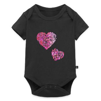 Two pink hearts - Baby Premium short-sleeve bodysuit - black - Front