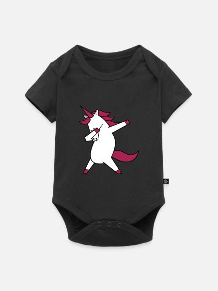 dabbing unicorn - Baby Premium Kurzarmbody - Schwarz