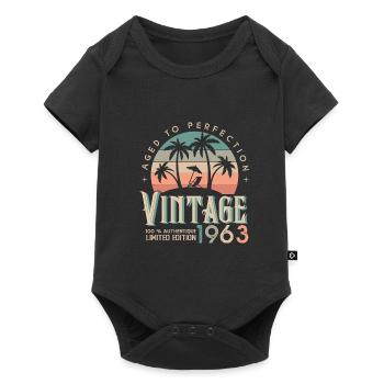1963 Anniversaire vintage Cadeau 1963 - Body à manches courtes Premium Bébé - noir - Devant