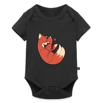 Fox Cuddle Freund oder Freundin Geschenk - Baby Premium Kurzarmbody - Schwarz - Vorne