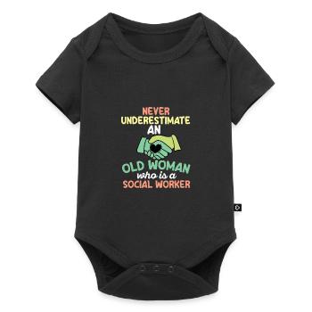 Never Underestimate An Old Sozialarbeiter - Baby Premium Kurzarmbody - Schwarz - Vorne
