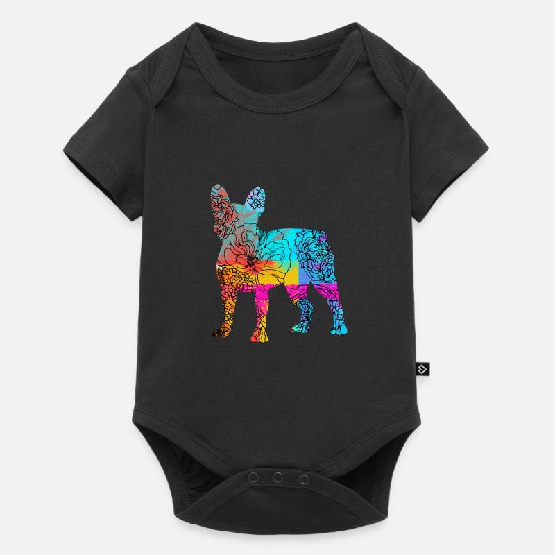 Bouledogue Français Fleurs De Chien - Body à manches courtes Premium Bébé - noir