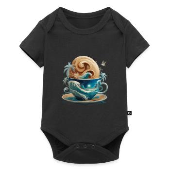 Tropical Beach Waves Kaffeetasse für eine - Baby Premium Kurzarmbody - Schwarz - Vorne