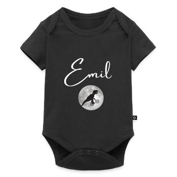 EMIL - Beautiful boy name with dinosaur - Baby Premium short-sleeve bodysuit - black - Front