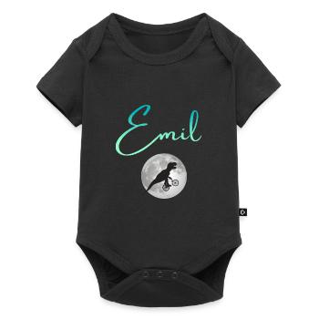 EMIL - Beautiful boy name with dinosaur - Baby Premium short-sleeve bodysuit - black - Front
