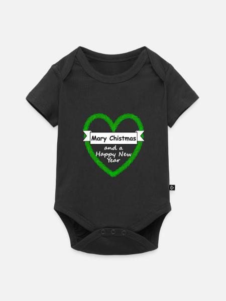 Coeur d'aiguille avec écriture Mary Christmas avec slogan - Body à manches courtes Premium Bébé - noir