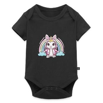 Lapin licorne kawaii - Body à manches courtes Premium Bébé - noir - Devant